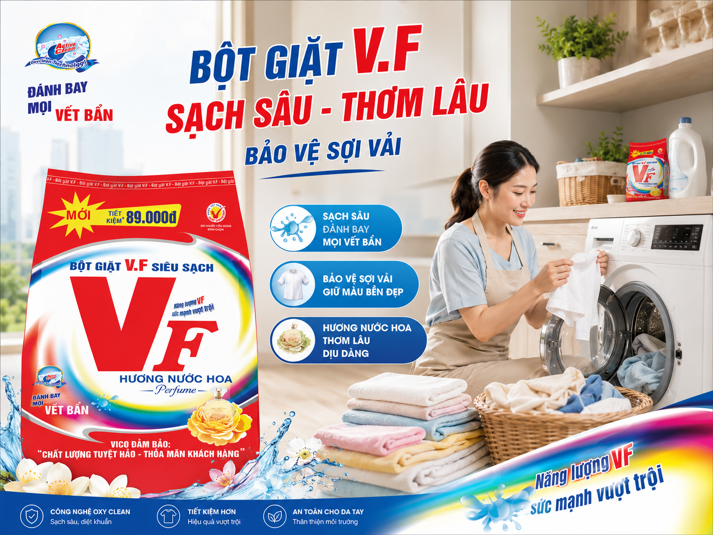 Bột Giặt VF Hương Nước Hoa – Giải Pháp Giặt Giũ Cho Gia Đình Hiện Đại